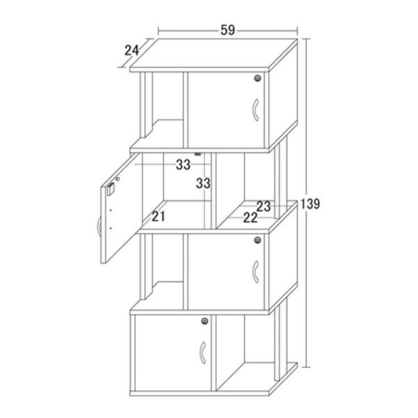軒先渡し】クロシオ マルチラック 鍵付き 4段 幅590×奥240×高1390mm