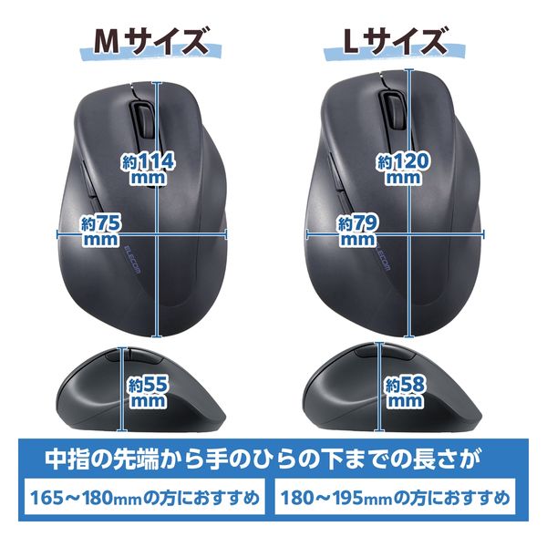 ワイヤレスマウス 静音 無線 2.4GHz 握りの極み 5ボタン Lサイズ