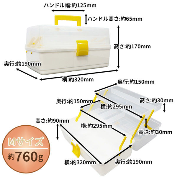 2個セット】クリア救急箱 3段収納 Mサイズ (ベージュ) 救急
