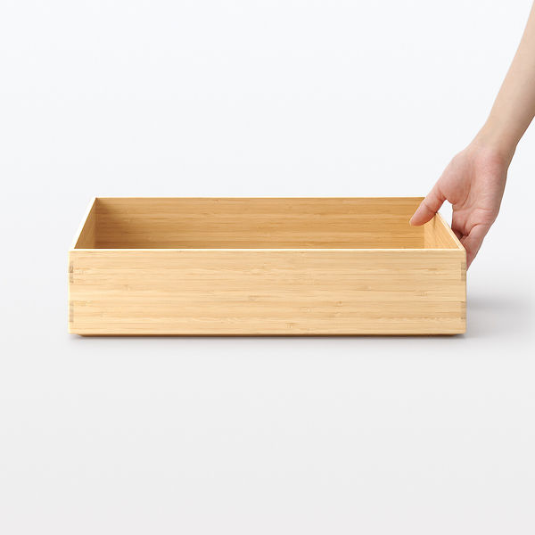 無印良品　重なる竹材ボックス 2点　ゴミ箱　セット販売 楽天市場】【無印良品 公式】重なる竹材長方形ボックス 大・約幅
