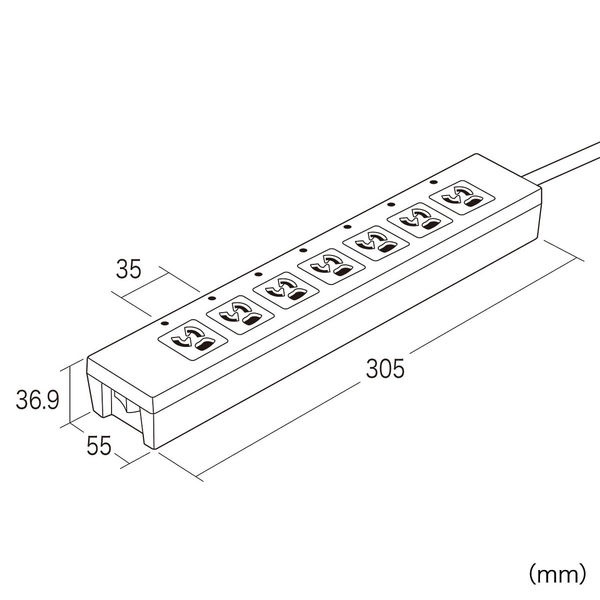 サンワサプライ 電源タップ TAP-F37-5CLK 1個 - アスクル