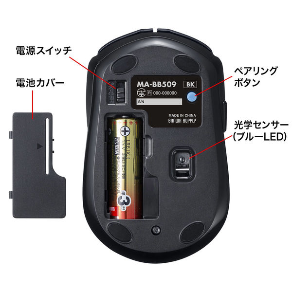 サンワサプライ ワイヤレスマウス Bluetooth 5ボタン 小型サイズ サンワサプライ ワイヤレスマウス Bluetooth 5ボタン 小型サイズ