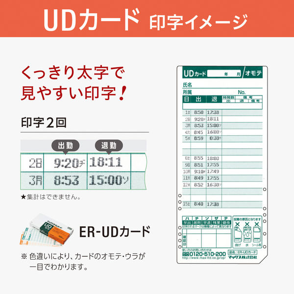 マックス MAX タイムレコーダー ER-110SUW/USB 1台 月間集計機能付 - アスクル