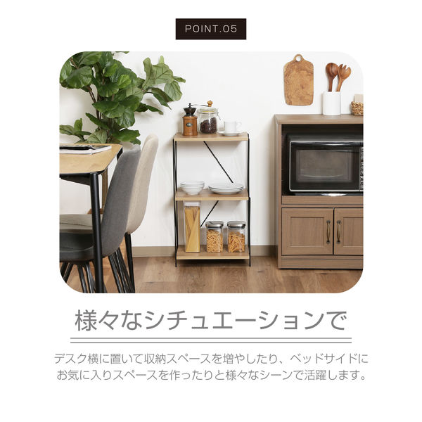 不二貿易 EZBO ワイヤーラック 3段 幅420×奥行310×高さ712mm オーク