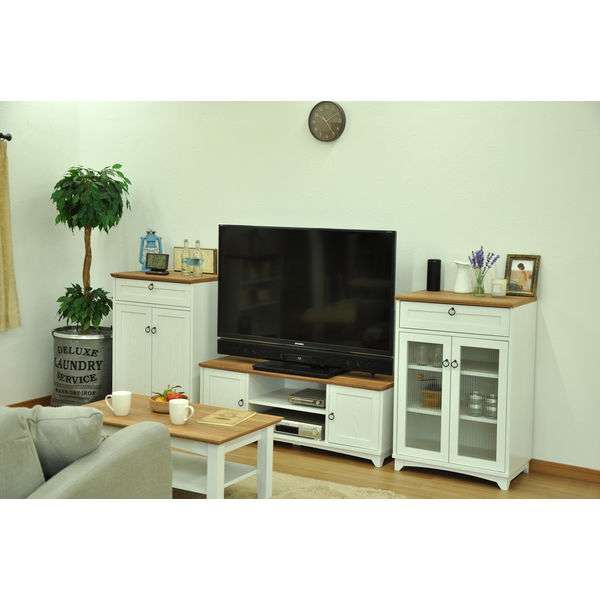 ホワイト木製キャビネット 2扉 送料無料】 ペスパ 木製キャビネット 2段 2段扉付き ロータイプ