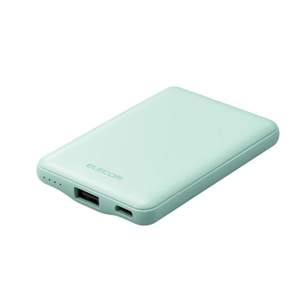 モバイルバッテリー 5000mAh 12W 入力(Type-C×1) グリーン DE-C37