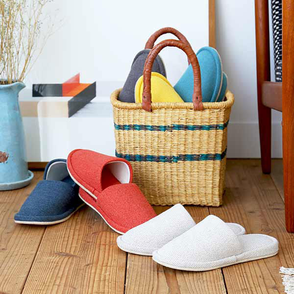 マクラメフリンジ付きスリッパ スリッパ 外縫いタイプ 室内 洗える 静音 滑り止め付き オレンジ M 2足