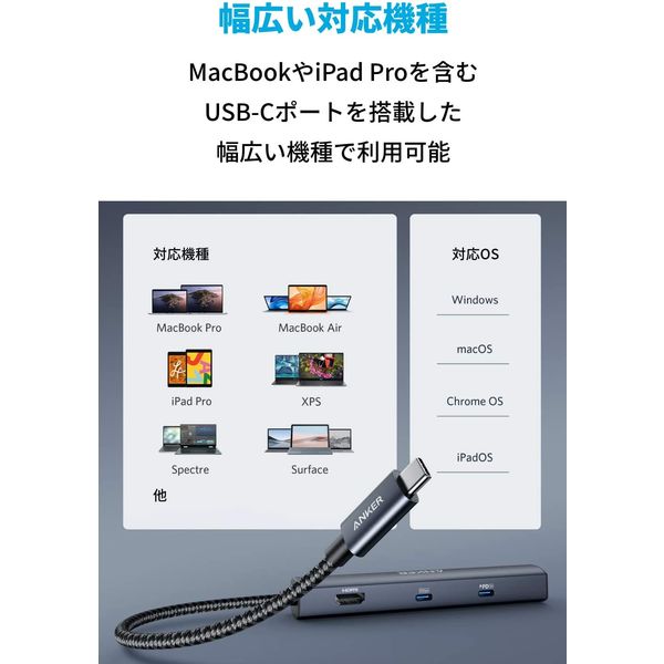 Anker ドッキングステーション HDMI×1 LAN×1 Aポート×2 Cポート