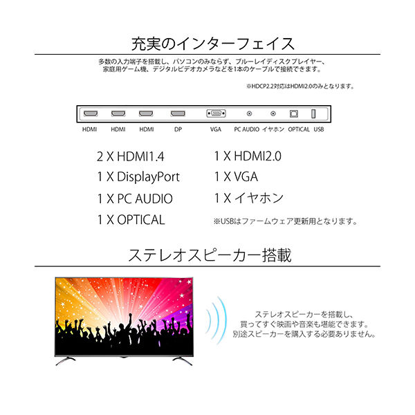 JAPANNEXT 55インチワイド液晶モニター JN-V5500UHDR 4K(3840×2160)/HDMI 大型モニター