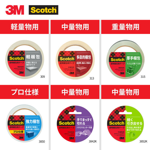 OPPテープ】 スコッチ（R） 透明梱包用テープ カッター付 309DSN