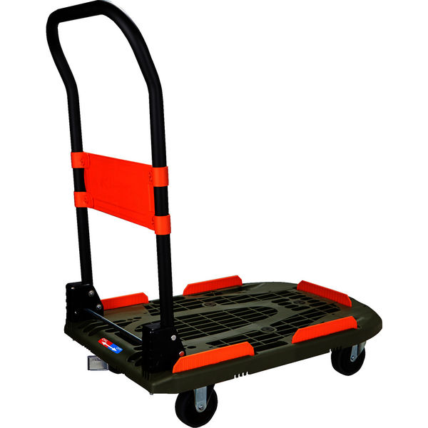 軽量樹脂台車（トラスコカルティオ）荷物運搬用カート（青） 軽量樹脂製運搬車「カルティオ」 ストッパー付 折りたたみ