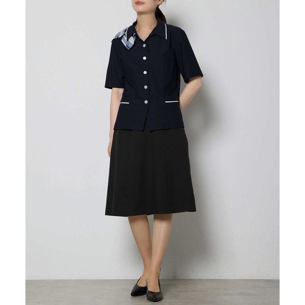 【お取り寄せ】ボンマックス オーバーブラウス ネイビー 13号 AJ0861-8  オーバーブラウス 半袖 ボンマックス 事務服 ユニフォーム ボンマックス オーバーブラウス ネイビー 13号 AJ0861 AJ0861-8
