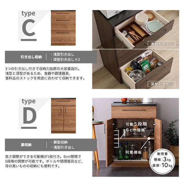 ホームテイスト ルゴ 特殊鋼板 キッチンカウンター オープン収納
