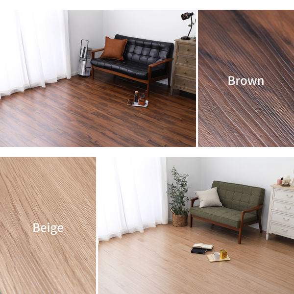 萩原 貼ってはがせる ウッド調フロアタイル 12枚組 91.4cm×15.2