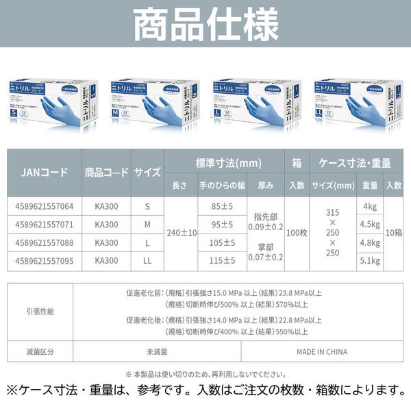 医療用 ニトリル手袋 100枚入 Lサイズ パウダーフリー RAMEDICO 一般