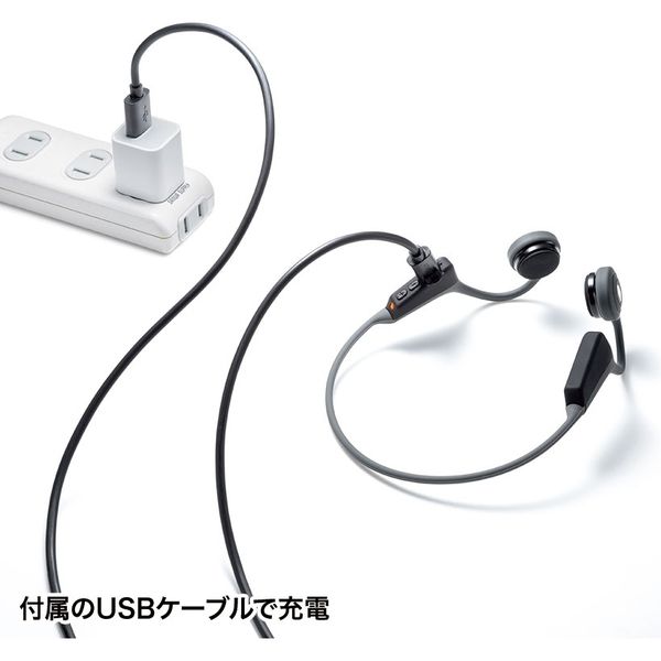 サンワサプライ Bluetooth骨伝導ヘッドセット IPX5防水機能 MM-BTSH51GY