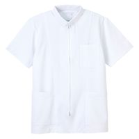 ナガイレーベン 男子上衣（医務衣 ボタンダウンジャケット） 半袖 ホワイト S HO-1957（取寄品）