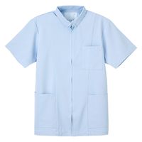 ナガイレーベン 男子上衣（医務衣 ボタンダウンジャケット） 半袖 ブルー L HO-1957（取寄品）
