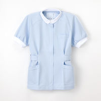 ナガイレーベン 女子チュニック ナースジャケット 医療白衣 半袖 ブルー L CA-1752（取寄品）