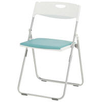 アイリスチトセ　水平スタッキング折りたたみチェア　ターコイズグリーン／ホワイト　1箱（5脚入）