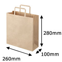 平紐クラフト紙手提袋薄型エコノミー260×280×100 茶 1箱（300枚：50枚×6袋）  オリジナル