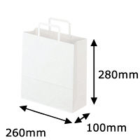 平紐 クラフト紙手提袋ベーシック260×280×100 白 1箱（300枚：50枚入×6袋）  オリジナル