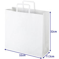 平紐 クラフト紙手提袋ベーシック320×320×115 白 1箱（300枚：50枚×6袋）  オリジナル