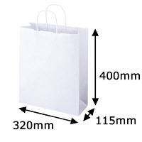 丸紐 クラフト紙手提袋ベーシック 320×400×115 白 1箱（300枚：50枚×6袋）  オリジナル