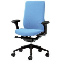 プラス　Beタスクチェア　オフィスチェア　肘付　ブルー　1脚　（直送品）
