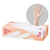 アスクル　プラスチックグローブ　S　粉付き（パウダーイン）　1箱（100枚入）　ビニール手袋 オリジナル