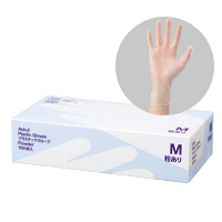アスクル　プラスチックグローブ　M　粉付き（パウダーイン）　1箱（100枚入）　ビニール手袋 オリジナル