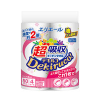 キッチンペーパー エリエール 超吸収キッチンタオル デキルコ 50カット（1カット22×22cm） 1パック4ロール入 大王製紙
