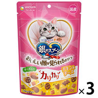 【ワゴンセール】銀のスプーン おいしい顔が見られるおやつ カリカリ チキン＆チーズ 国産 60g 3袋 キャットフード おやつ
