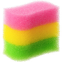 【ワゴンセール】キッチンスポンジ 水切れが良いスポンジ リーフ型 3色セット オーエ