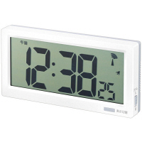 【アウトレット】ノア精密ワイド電波時計3秒毎自動表示切替（時計・温度湿度・カレンダー）電子音アラーム置掛両用1個