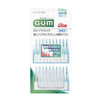 GUM(ガム) ソフトピック 歯間ブラシ やわらか ゴムタイプ ケース付き [サイズ:SSS~S 細いタイプ] 40本