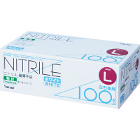 川西工業 ニトリル使いきり極薄手袋 粉付 100枚入 ホワイト L 2044WL 箱 （使い捨て手袋）