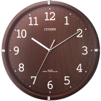 【アウトレット】シチズン　電波掛け時計　シンプルモードアーク　ブラウン　1個