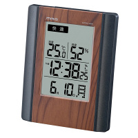 【アウトレット】ノア精密　温湿度表示デジタル電波時計　ブラウン　1個