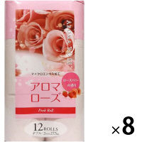 トイレットペーパー 12ロール入×8パック 再生紙 ダブル 27.5m ローズベリーの香り アロマローズ 1箱（96ロール入） 藤枝製紙