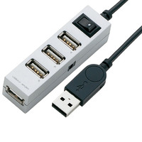 【アウトレット】エレコム　スイッチ付き4ポートUSBハブ　シルバー　U2H-TZ420SSV