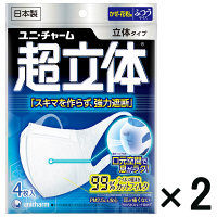 【アウトレット】ユニ・チャーム 超立体マスク ふつうサイズ 1セット（8枚：4枚入×2袋）