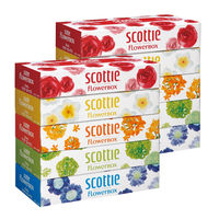 ティッシュペーパー　160組（5箱入）　1セット（2パック）　スコッティフラワーボックス　日本製紙クレシア