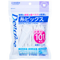 デントファイン　糸ピックスお徳用101本入　携帯ケース付き　クリエイト　デンタルフロス