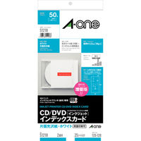 エーワン CD/DVDインデックスカード ミシン目 インクジェット 片面光沢紙 白 標準 2面 1袋（25シート入） 51218（取寄品）