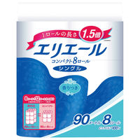 トイレットペーパー 8ロール入パルプ シングル 90m リラックス感のある香り エリエールトイレットティシューコンパクト 1パック（8個入） 大王製紙