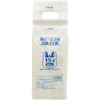 【アウトレット】スマイル　持ち手付き/ミミ付きポリ袋　丸底ゴミ袋　15L　743975　1パック（50枚入）