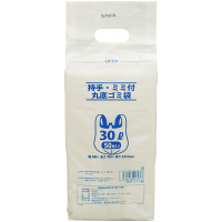 【アウトレット】スマイル　持ち手付き/ミミ付きポリ袋　丸底ゴミ袋　30L　743976　1パック（50枚入）