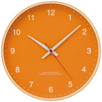 Lemnos（レムノス）木枠デザイン時計 オレンジ 掛け時計 [電波 スイープ] 直径303mm 101451-3 1個（取寄品）