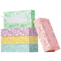 ティッシュペーパー 150組（5箱入）×12パック オリジナルティッシュ スマートコンパクト パステルフラワー PEFC認証紙 アスクル オリジナル